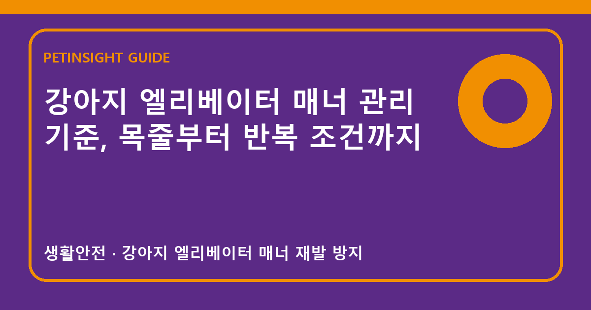 강아지 엘리베이터 매너 관리 기준, 목줄부터 반복 조건까지