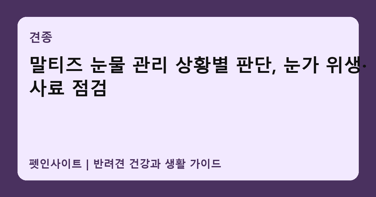 말티즈 눈물 관리 상황별 판단, 눈가 위생·사료 점검 썸네일