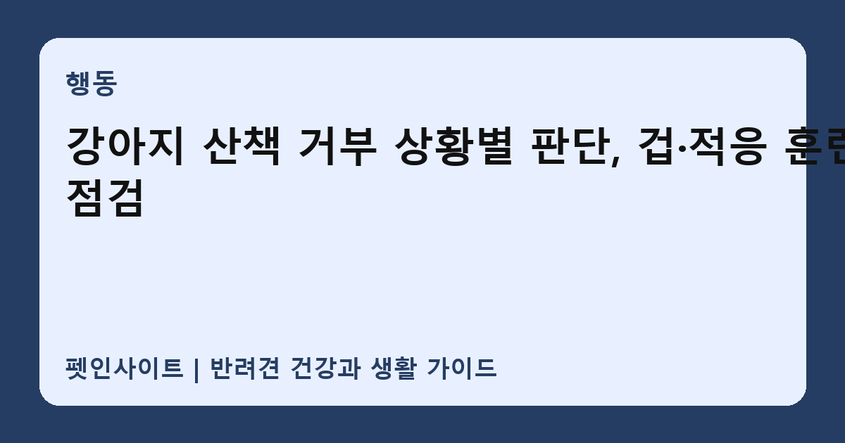 강아지 산책 거부 상황별 판단, 겁·적응 훈련 점검 썸네일