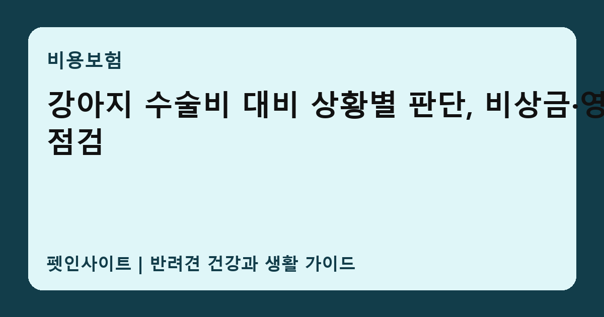 강아지 수술비 대비 상황별 판단, 비상금·영수증 점검 썸네일