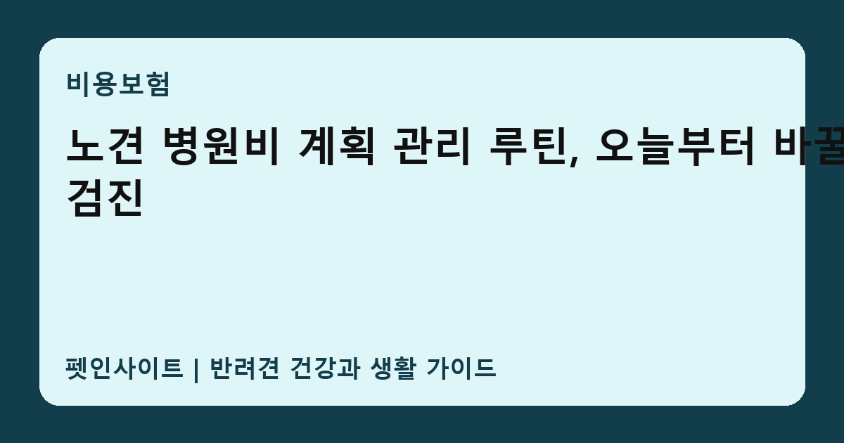 노견 병원비 계획 관리 루틴, 오늘부터 바꿀 검진 썸네일