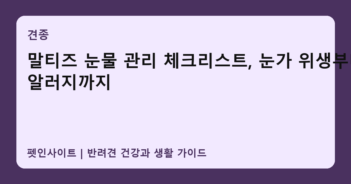 말티즈 눈물 관리 체크리스트, 눈가 위생부터 알러지까지 썸네일