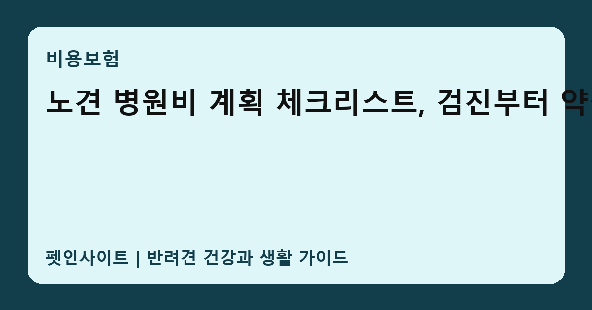 노견 병원비 계획 체크리스트, 검진부터 약값까지 썸네일