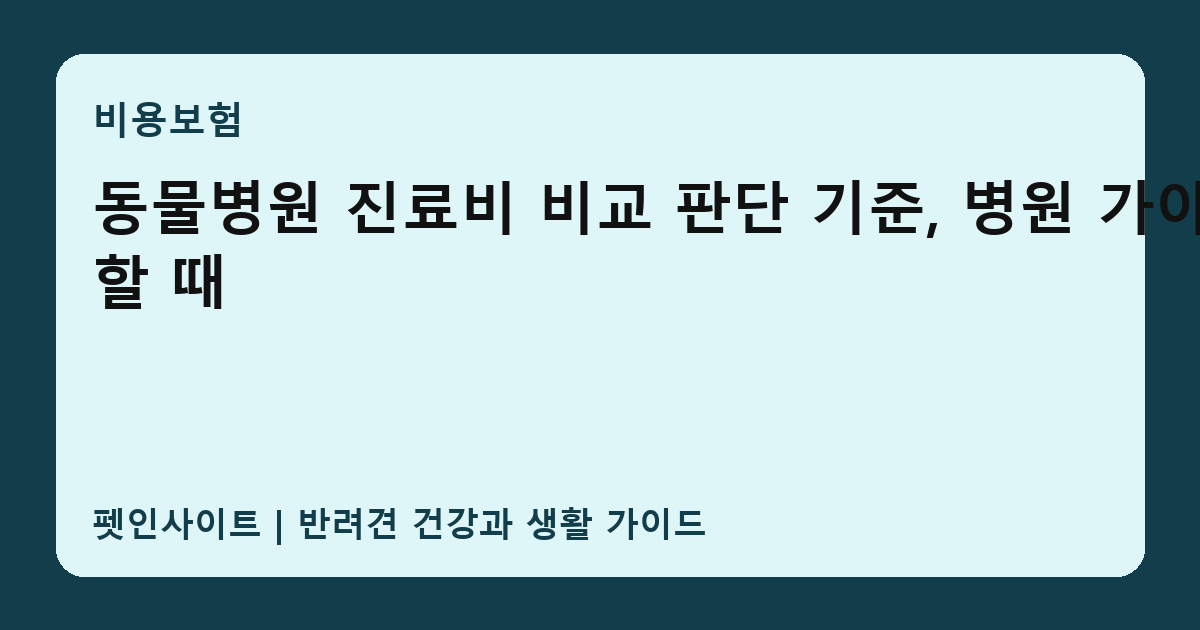 동물병원 진료비 비교 판단 기준, 병원 가야 할 때 썸네일