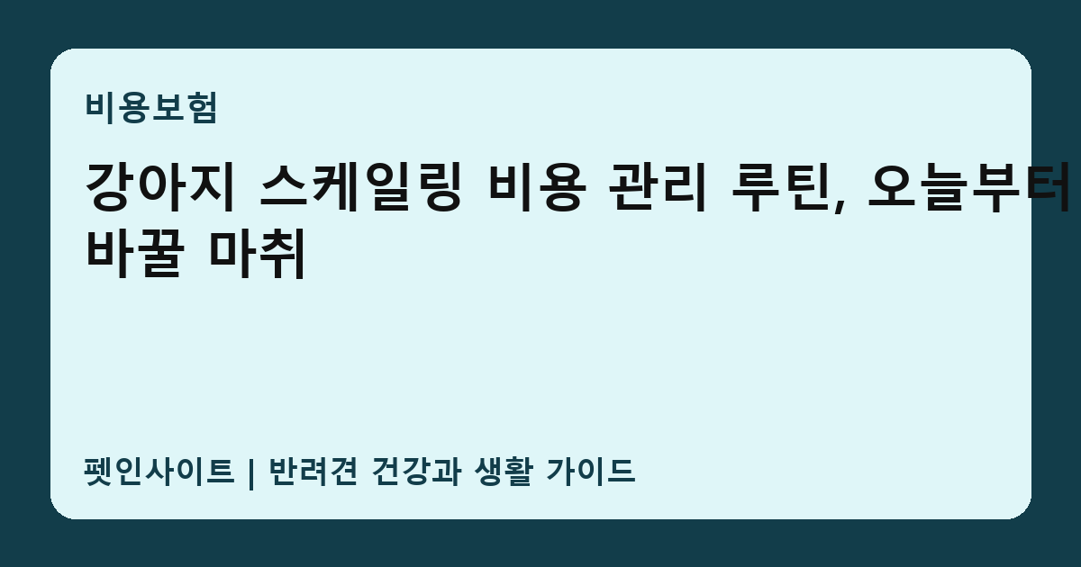 강아지 스케일링 비용 관리 루틴, 오늘부터 바꿀 마취 썸네일