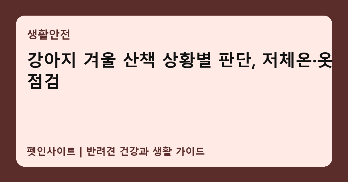 강아지 겨울 산책 상황별 판단, 저체온·옷 점검 썸네일