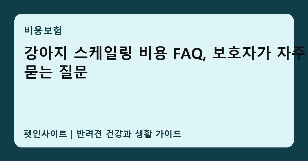 강아지 스케일링 비용 FAQ, 보호자가 자주 묻는 질문 썸네일