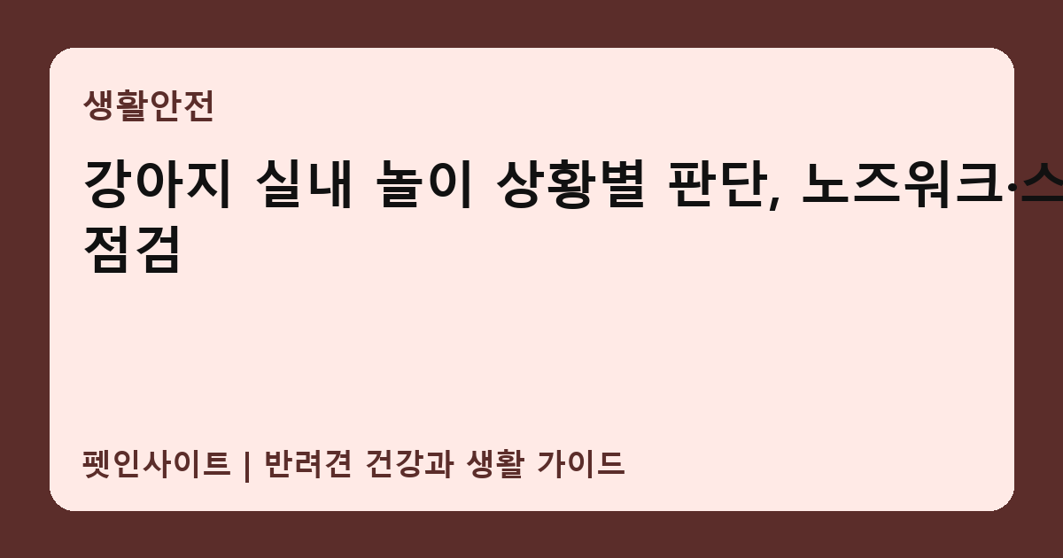 강아지 실내 놀이 상황별 판단, 노즈워크·스트레스 점검 썸네일