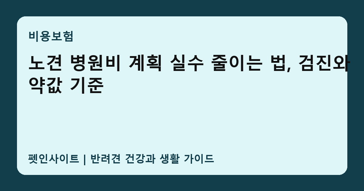 노견 병원비 계획 실수 줄이는 법, 검진와 약값 기준 썸네일