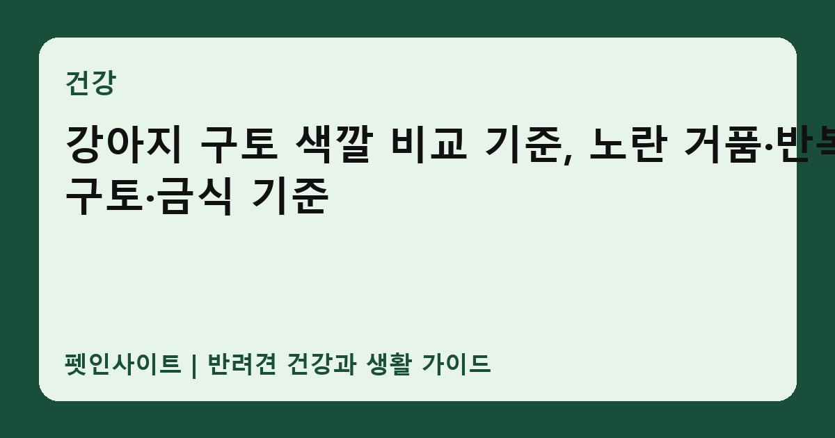 강아지 구토 색깔 비교 기준, 노란 거품·반복 구토·금식 기준 썸네일