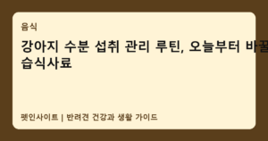 강아지 수분 섭취 관리 루틴, 오늘부터 바꿀 습식사료 썸네일