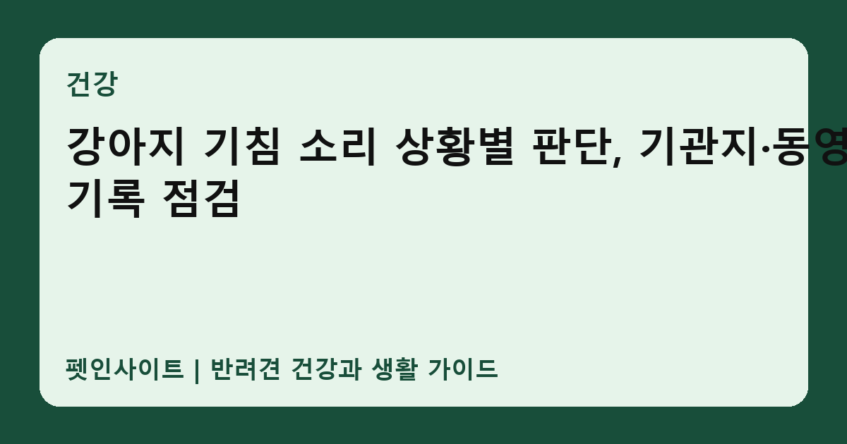 강아지 기침 소리 상황별 판단, 기관지·동영상 기록 점검 썸네일