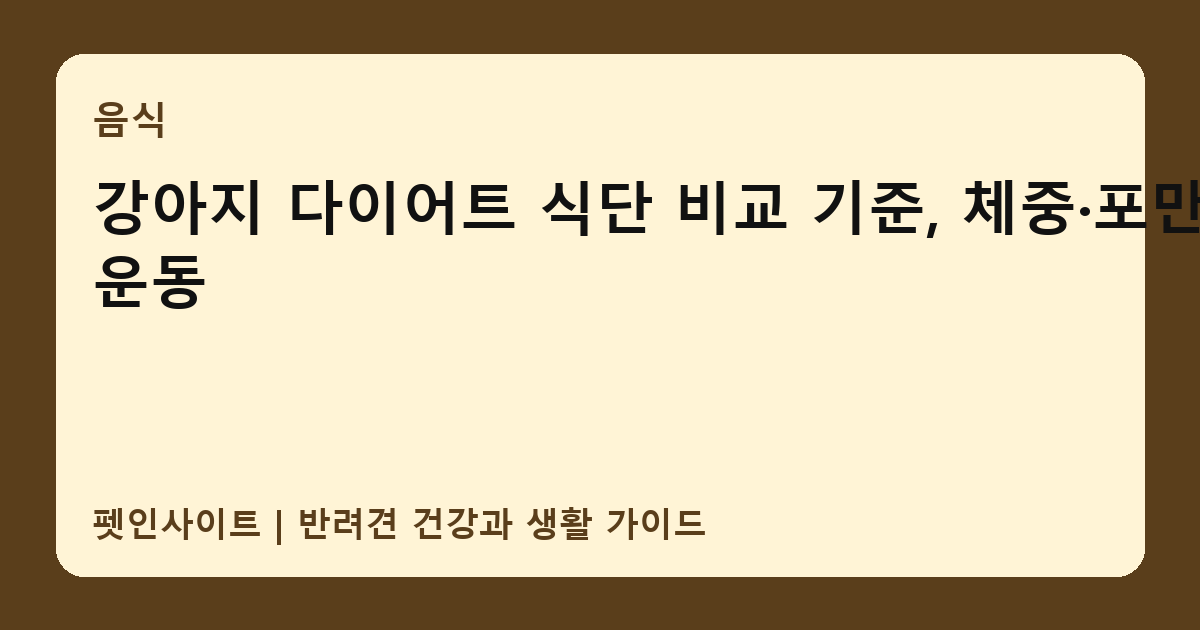 강아지 다이어트 식단 비교 기준, 체중·포만감·운동 썸네일