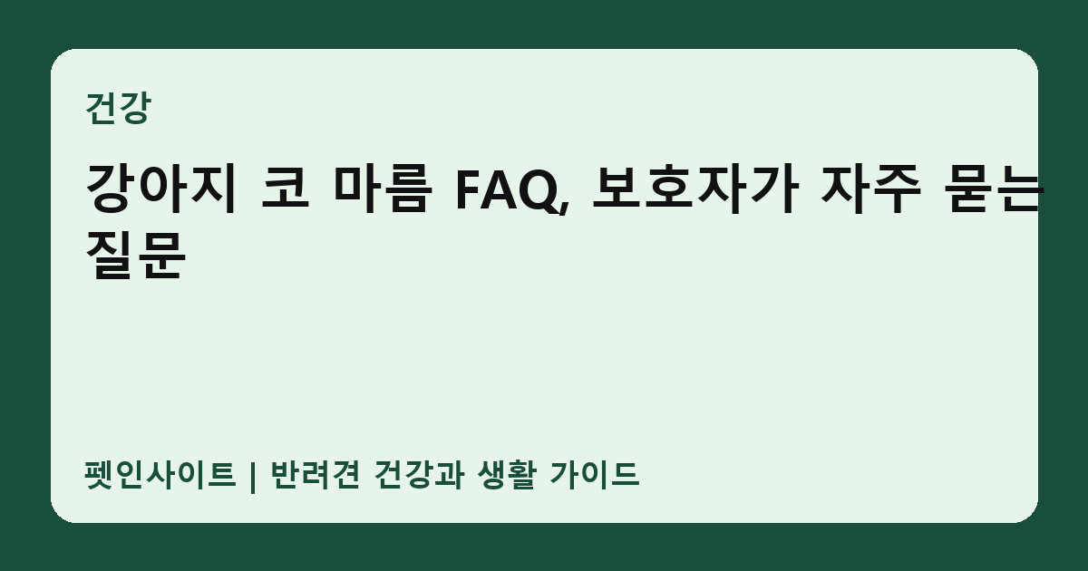 강아지 코 마름 FAQ, 보호자가 자주 묻는 질문 썸네일
