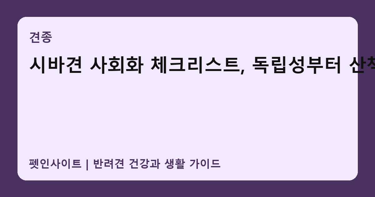 시바견 사회화 체크리스트, 독립성부터 산책까지 썸네일