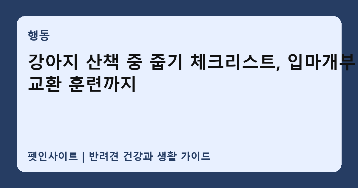 강아지 산책 중 줍기 체크리스트, 입마개부터 교환 훈련까지 썸네일