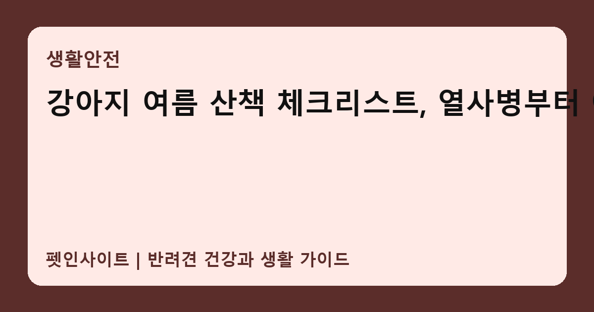 강아지 여름 산책 체크리스트, 열사병부터 아스팔트까지 썸네일