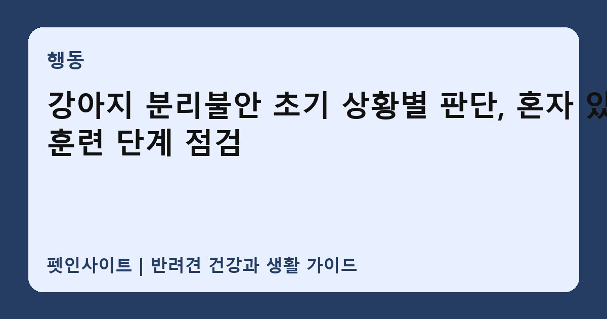강아지 분리불안 초기 상황별 판단, 혼자 있기·훈련 단계 점검 썸네일