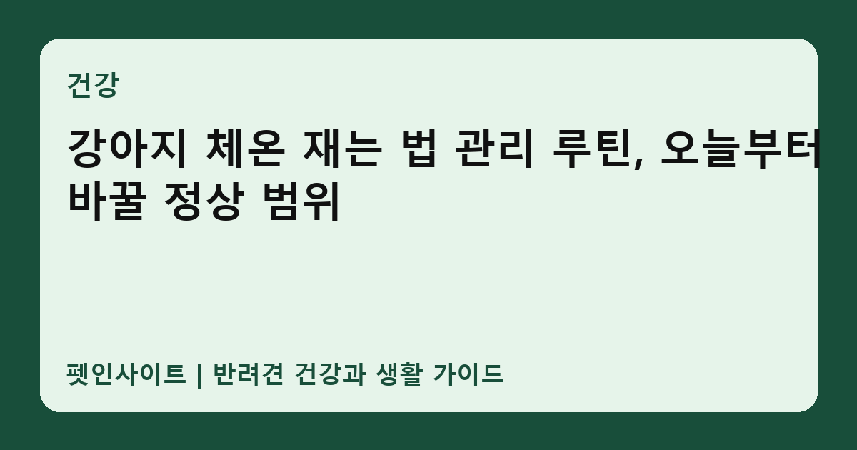 강아지 체온 재는 법 관리 루틴, 오늘부터 바꿀 정상 범위 썸네일
