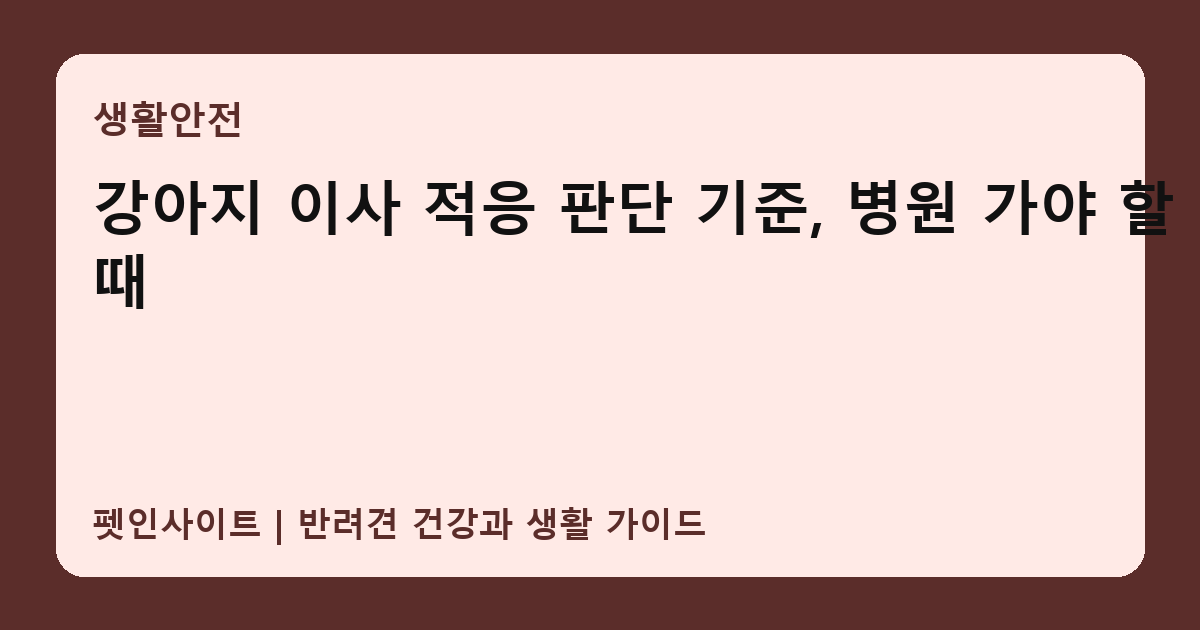 강아지 이사 적응 판단 기준, 병원 가야 할 때 썸네일