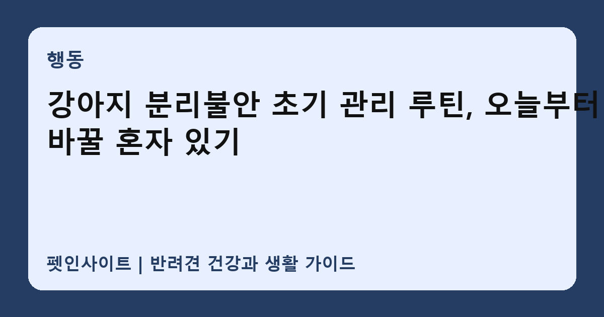 강아지 분리불안 초기 관리 루틴, 오늘부터 바꿀 혼자 있기 썸네일