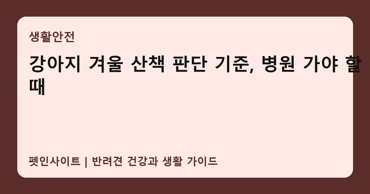 강아지 겨울 산책 판단 기준, 병원 가야 할 때 썸네일