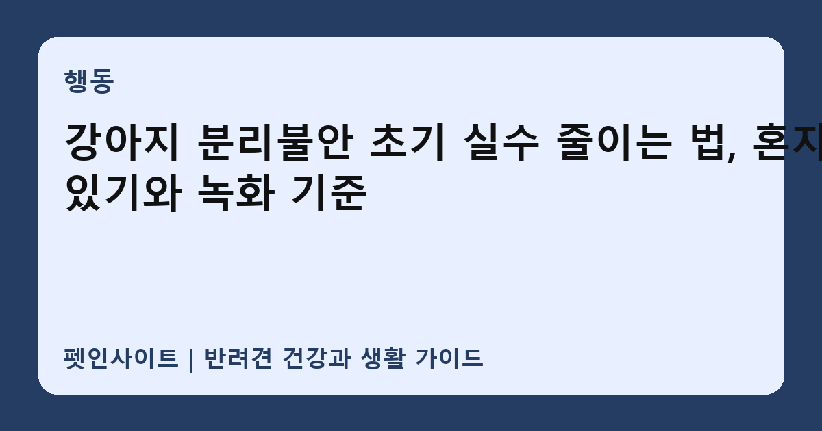 강아지 분리불안 초기 실수 줄이는 법, 혼자 있기와 녹화 기준 썸네일