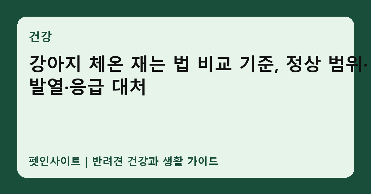 강아지 체온 재는 법 비교 기준, 정상 범위·발열·응급 대처 썸네일