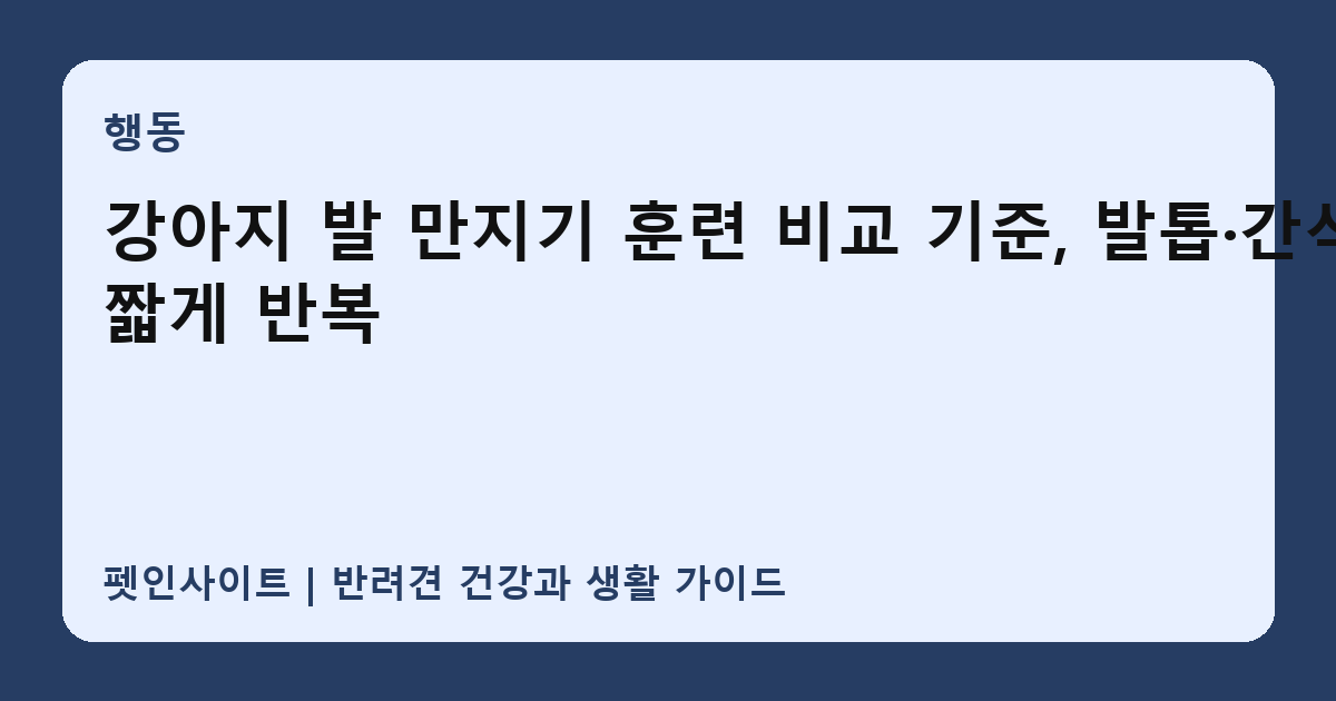 강아지 발 만지기 훈련 비교 기준, 발톱·간식·짧게 반복 썸네일