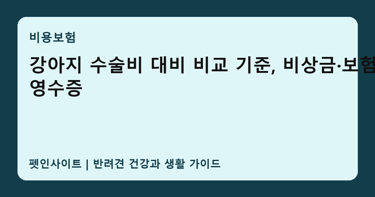 강아지 수술비 대비 비교 기준, 비상금·보험·영수증 썸네일
